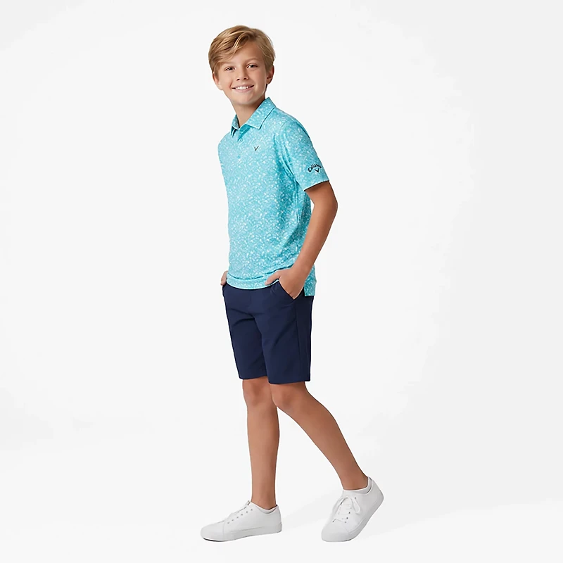 Callaway Boys' Tropical Music Allover Print Polo Shirt
