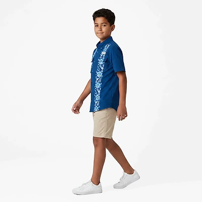 Magellan Outdoors Boys’ Laguna Madre Hispanic Heritage Flores Azul Guayabera Button Up Shirt