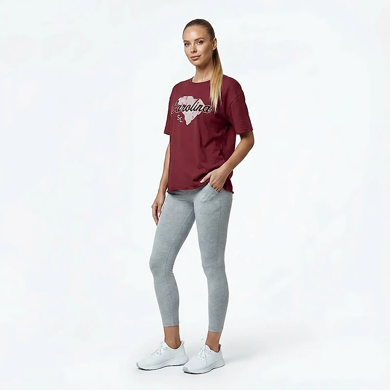 WILDCAT RETRO Women's South Carolina State Script with Initials Meet and Greet T-shirt