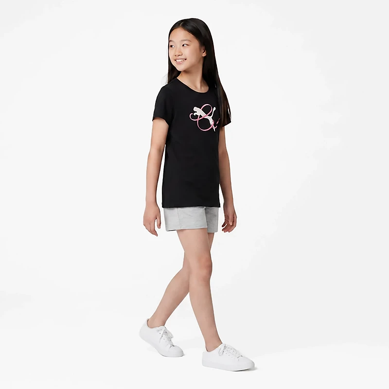 PUMA Girls’ Bow Society Pack Cotton/Spandex T-shirt