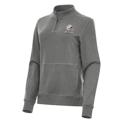 Antigua Women's Cleveland Browns Crush 1/4-Zip Pullover Top