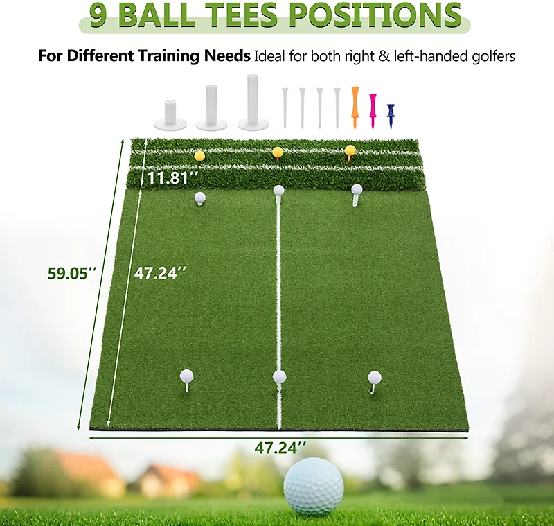 inQracer 5 ft x 4 Golf Hitting Mat with 7 Tee Positions