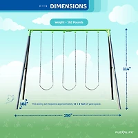 Plexalife 9-FT Heavy-Duty Metal Swing Set  w/ 3-Belt Swings