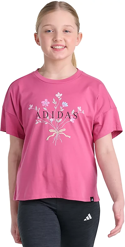 adidas Girls’ Drop Shoulder Graphic T‑Shirt