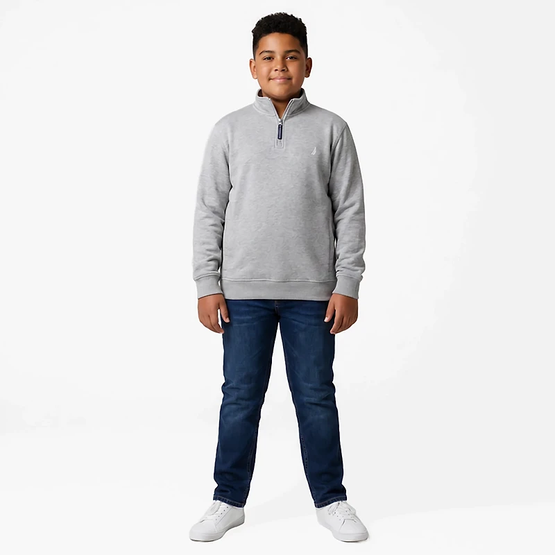 Nautica Uniform Boys' Fleece Quarter Zip Pullover