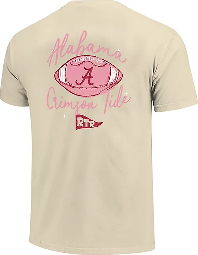 Image One Women's University of Alabama Football Sketch Script Comfort Colors Short Sleeve T-shirt