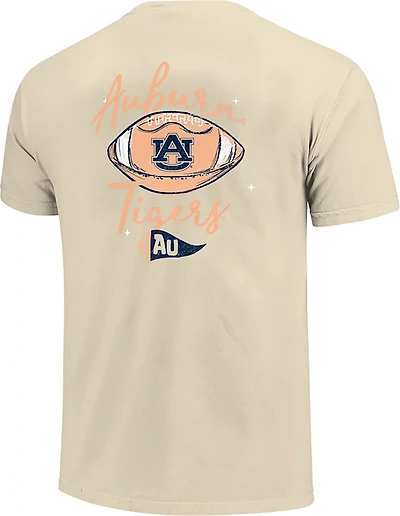 Image One Women's Auburn University Football Sketch Script Comfort Colors Short Sleeve T-shirt