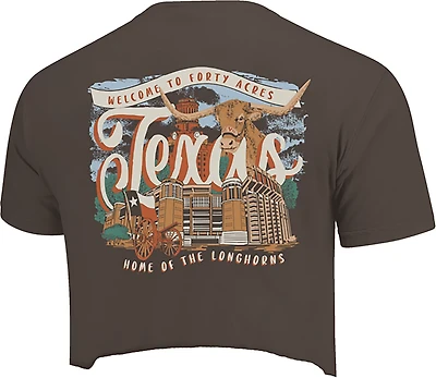 Image One Women's Texas Longhorns Campus Drawing Script Cropped CC DS Short Sleeve T-shirt