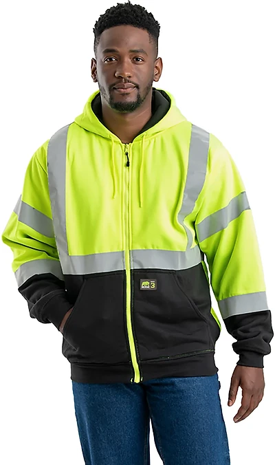 Berne Men's Hi Vis Class 3 Color Block Hooded Sweatshirt