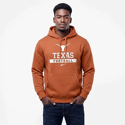 Nike Texas Longhorns Football Stack Club Fleece Pullover Hoodie