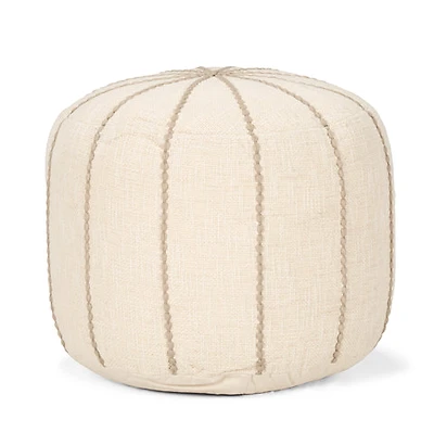 Sachi Beige w/ Stitching Pouf