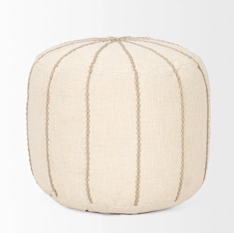 Sachi Beige w/ Stitching Pouf