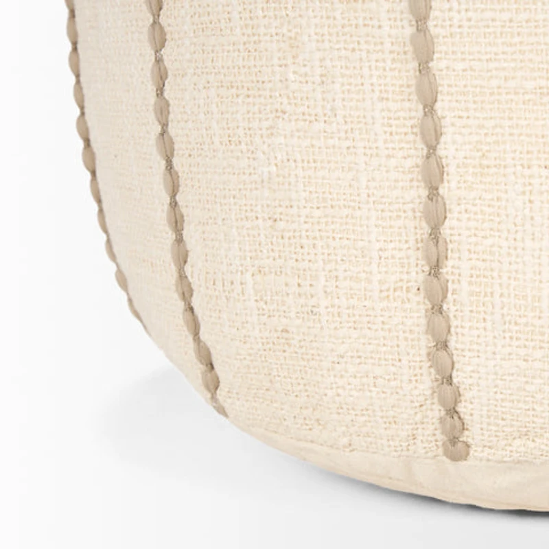 Sachi Beige w/ Stitching Pouf