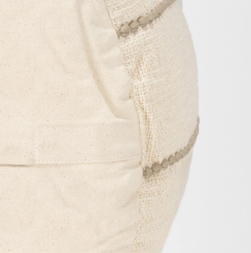 Sachi Beige w/ Stitching Pouf