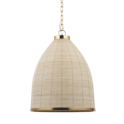 Saliha Cane w/ Brass Metal Pendant Light
