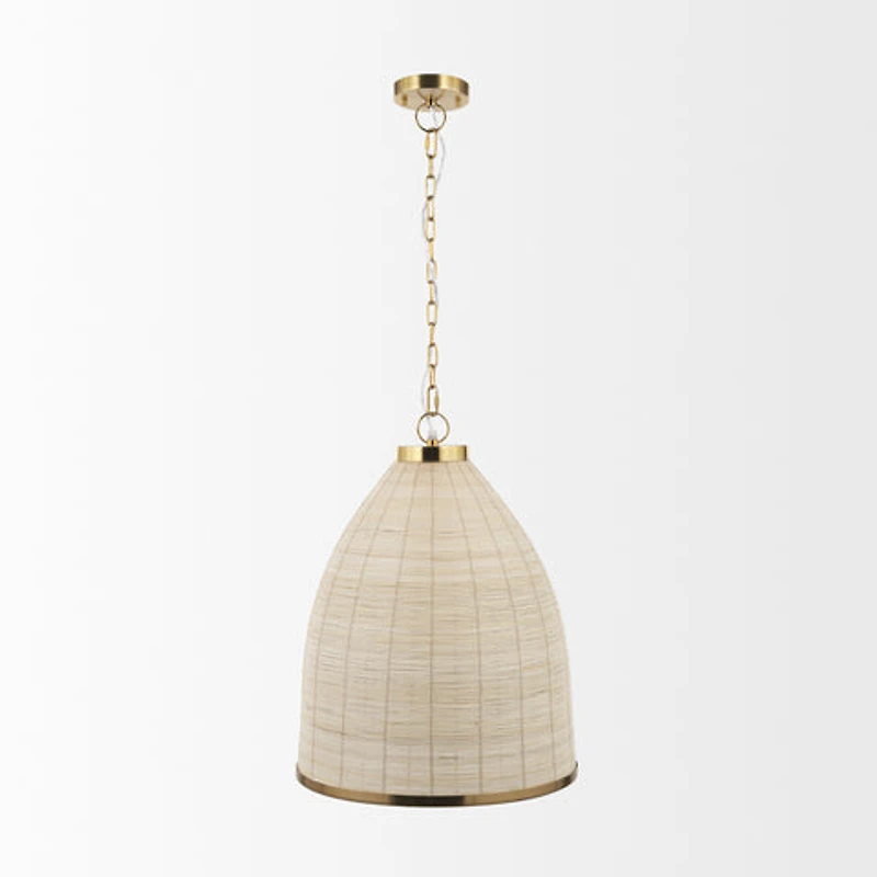 Saliha Cane w/ Brass Metal Pendant Light