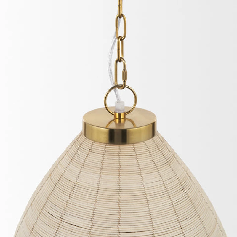Saliha Cane w/ Brass Metal Pendant Light