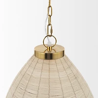Saliha Cane w/ Brass Metal Pendant Light