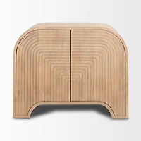 Sorina Reverse Fluted Light Brown Wood Accent Cabinet