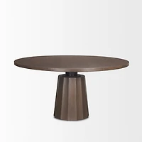 Swanson 60" Light Brown Wood Round Pedestal Dining Table