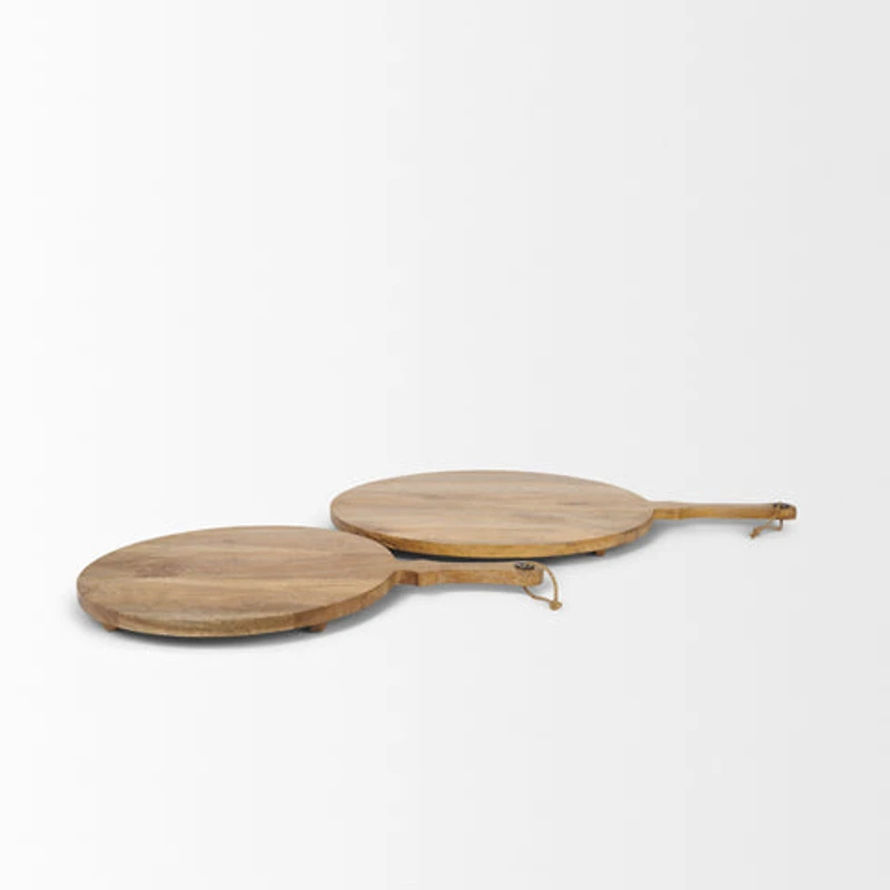 Karana Natural Solid Wood Round Serving Boards