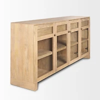 Suri Light Brown Wood w/ Glass Doors Sideboard