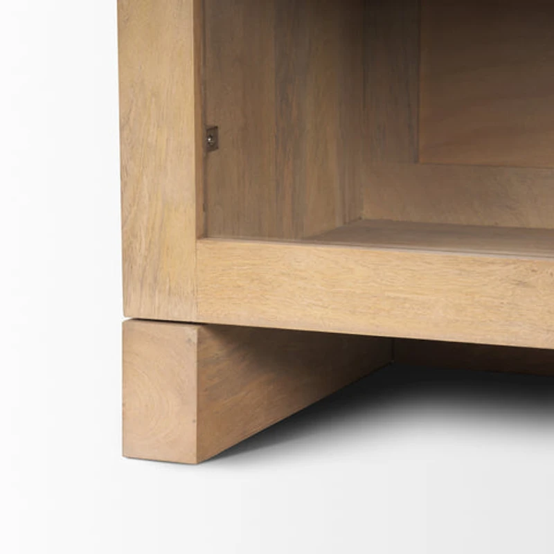 Suri Light Brown Wood w/ Glass Doors Sideboard