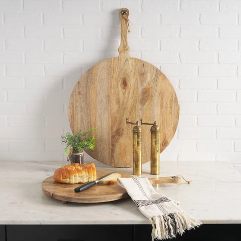 Karana Natural Solid Wood Round Serving Boards