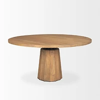 Swanson 60" Light Brown Wood Round Pedestal Dining Table