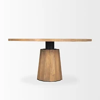 Swanson 60" Light Brown Wood Round Pedestal Dining Table