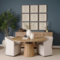 Swanson 60" Light Brown Wood Round Pedestal Dining Table