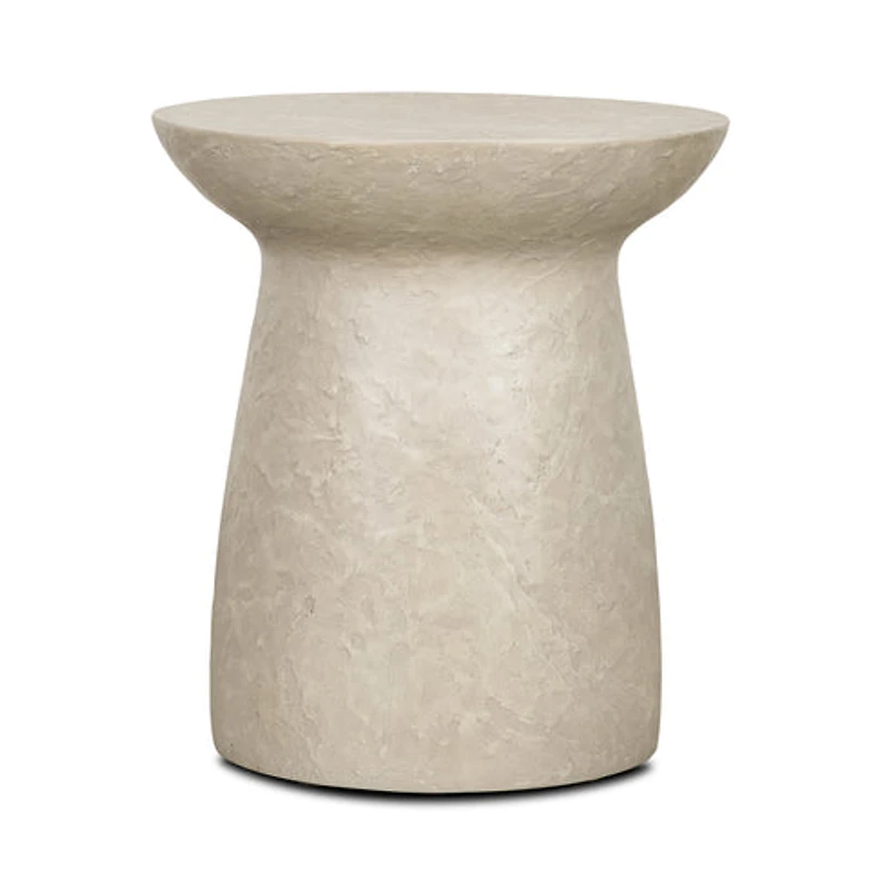 Mesa Round Stone Finish Pillar Accent Table