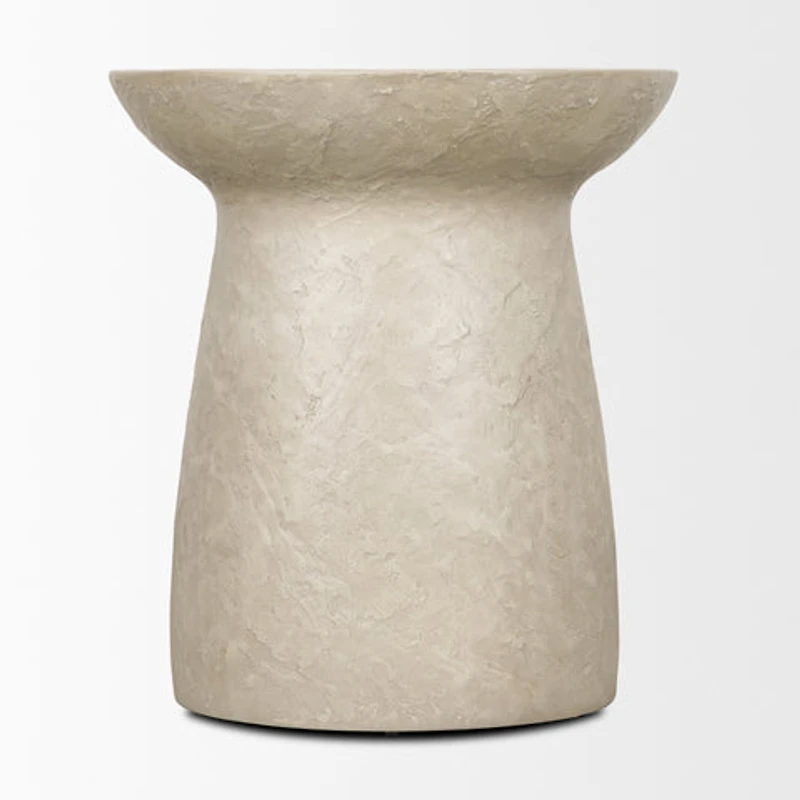Mesa Round Stone Finish Pillar Accent Table