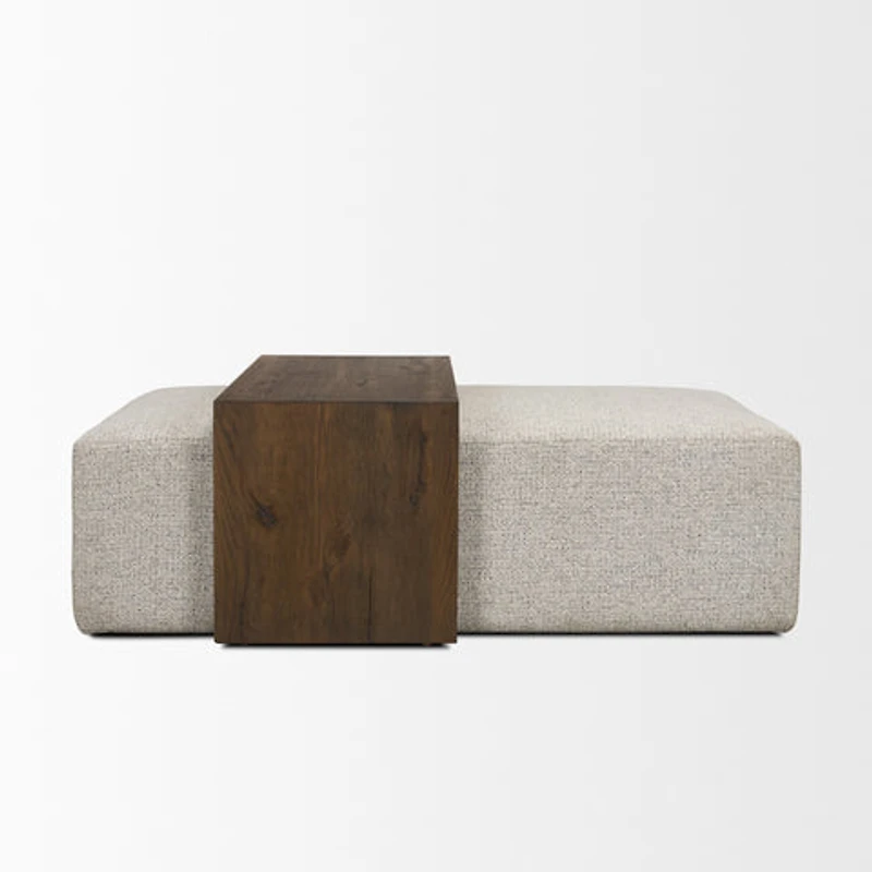 Trayden Gray Fabric w/ Brown Slider Top Coffee Table