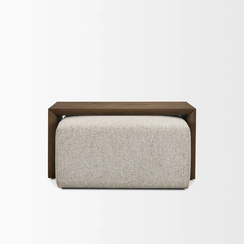 Trayden Gray Fabric w/ Brown Slider Top Coffee Table