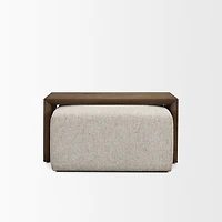 Trayden Gray Fabric w/ Brown Slider Top Coffee Table