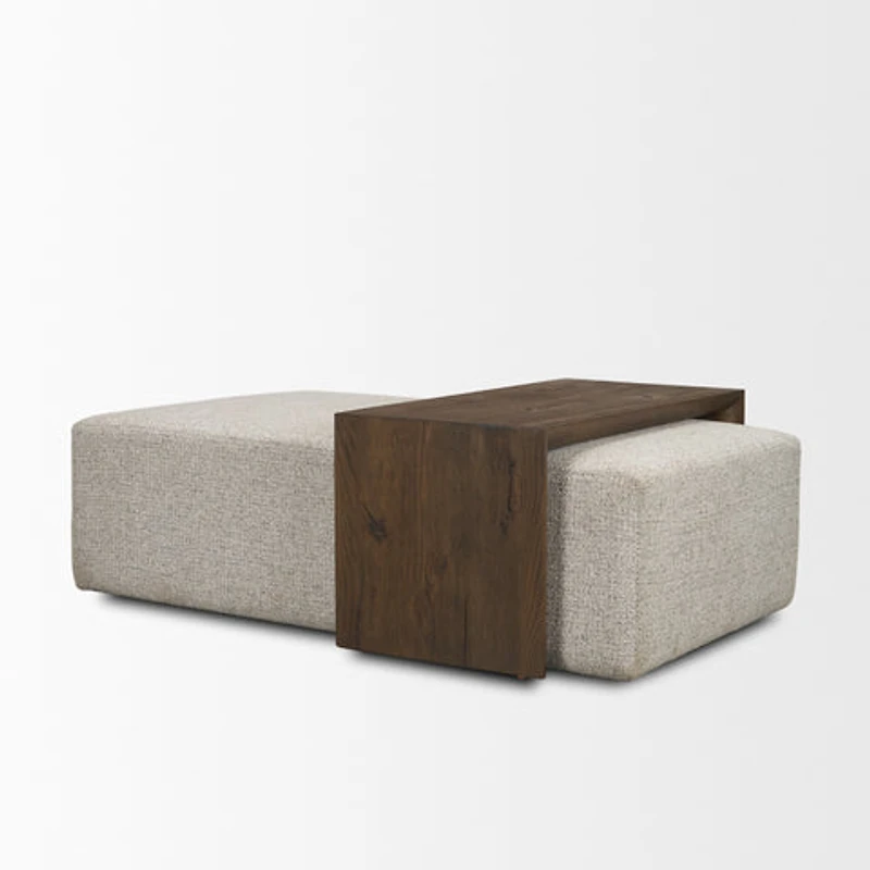 Trayden Gray Fabric w/ Brown Slider Top Coffee Table