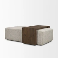 Trayden Gray Fabric w/ Brown Slider Top Coffee Table
