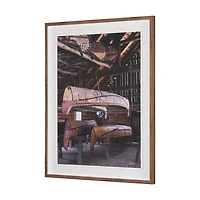 Canoe Hand Embelished Framed Art Print Matted under Glass