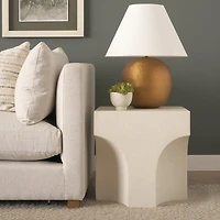 Bunda Square Sculptural Stone Finish Accent Table