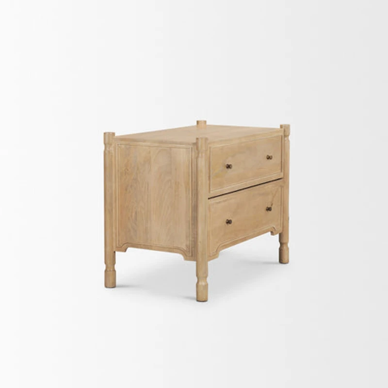 Phil Light Brown Wood 2 Drawer Accent Cabinet