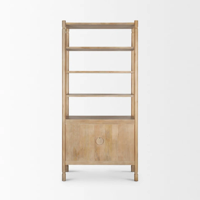 Phil Light Brown Wood 2 Door 3 Shelves Open Shelving Unit