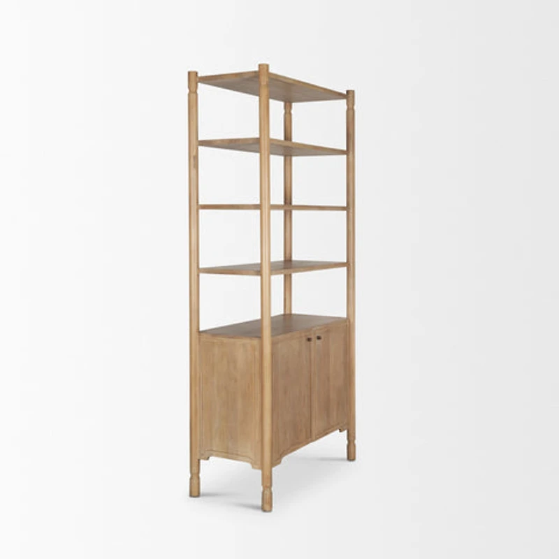 Phil Light Brown Wood 2 Door 3 Shelves Open Shelving Unit