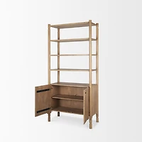 Phil Light Brown Wood 2 Door 3 Shelves Open Shelving Unit