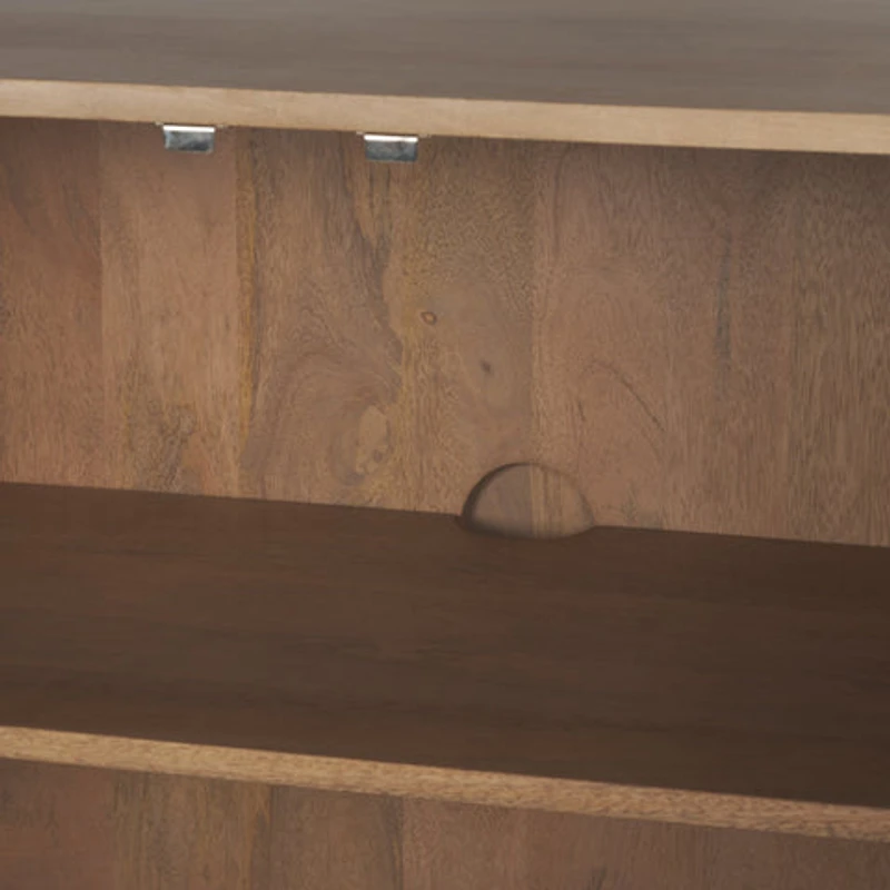 Phil Light Brown Wood 2 Door 3 Shelves Open Shelving Unit