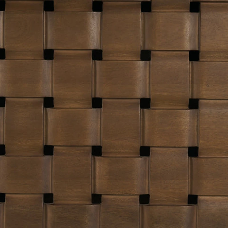 Trellyn Solid Wood Carved Woven Base Rectangular Dining Table