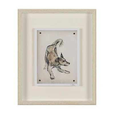 Playful Pup Hand Embelished Framed Artwork Matted under Glass