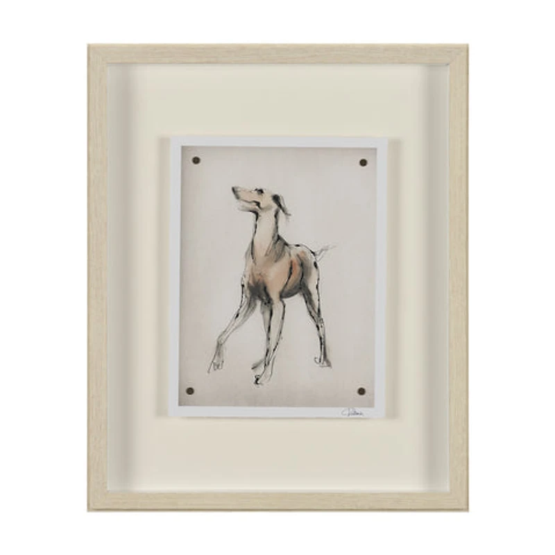 Playful Pup Hand Embelished Framed Artwork Matted under Glass
