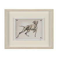 Playful Pup Hand Embelished Framed Artwork Matted under Glass