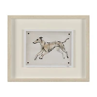 Playful Pup Hand Embelished Framed Artwork Matted under Glass